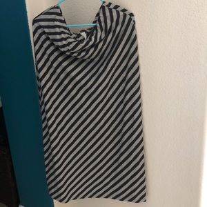 Grey and black diagonal striped skirt